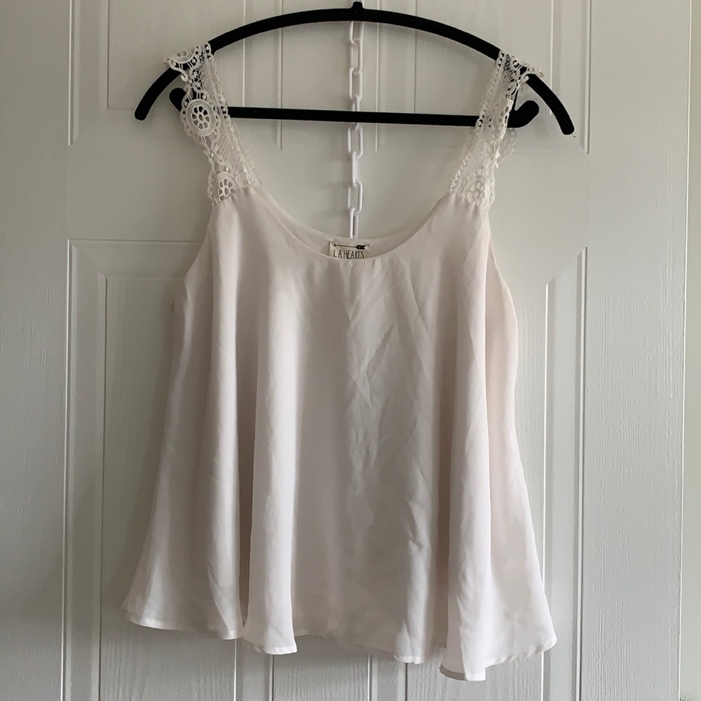 LA Hearts Flowy Tank Top with Lace Straps